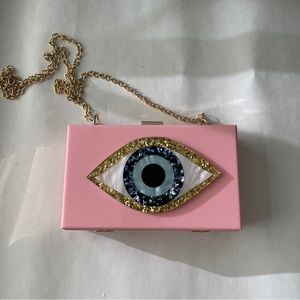 Beautiful Lucite Eye Clutch with Chain